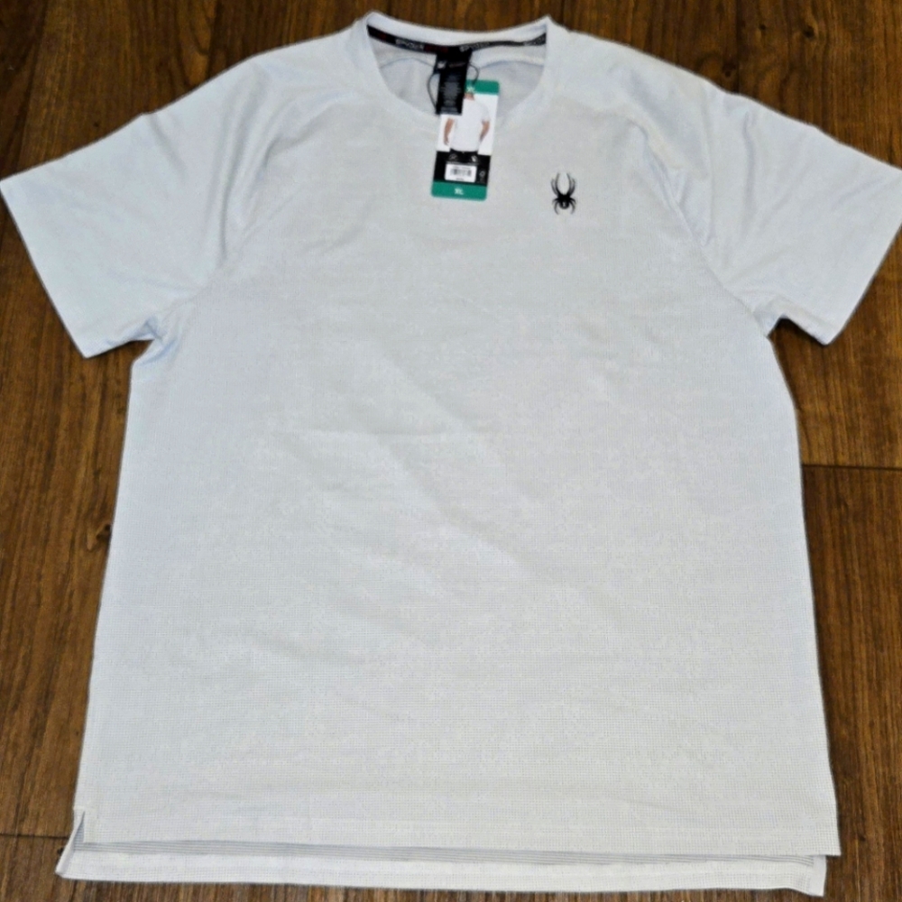 NET SPYDER Men's Active T-Shirt XL White With Little Black Dots